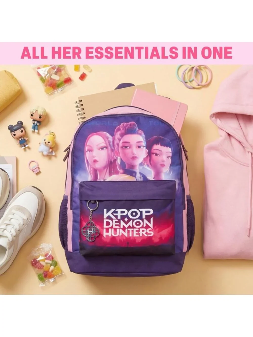 KPop-Inspired Demon Hunter Backpack for Girls, 18in Lightweight School Bag